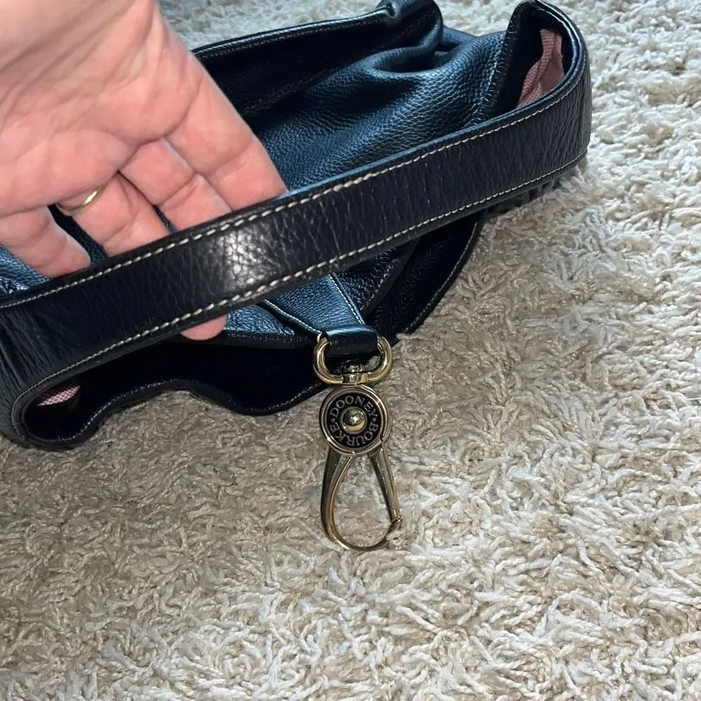 D&B Black Leather Hobo Bag Belvedere Logo Lock Shoulder Bag